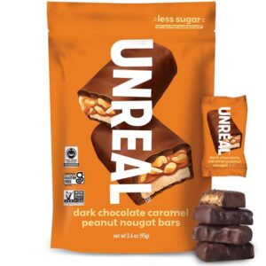 UNREAL Dark Chocolate Caramel Peanut Nougat Bars Pouch 3.4oz 6ct